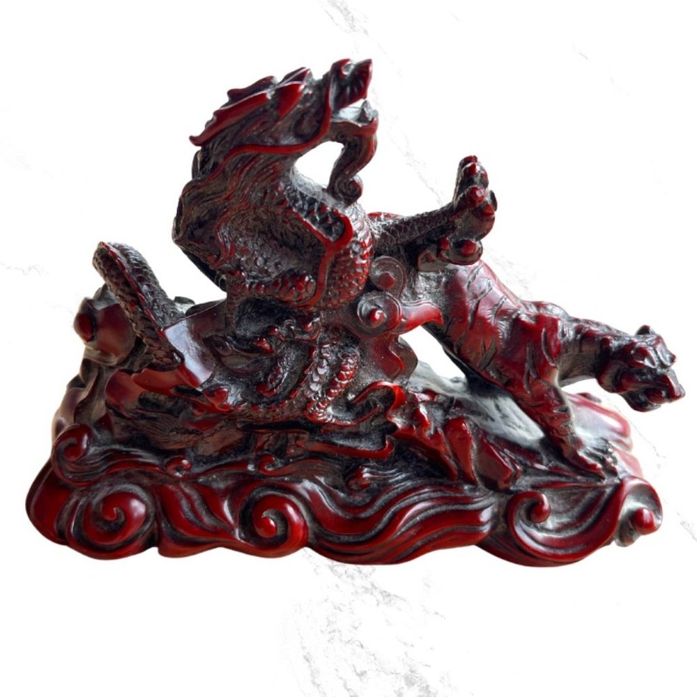 Chinese Fighting Dragon and Tiger Statue